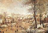 Pieter The Younger Brueghel Famous Paintings - Winter Landscape with a Bird-trap